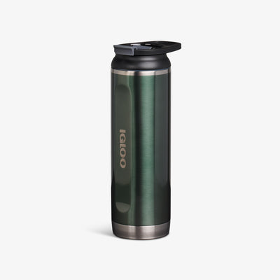 Angle View | 20 Oz Flip ‘n’ Sip Tumbler::Gloss Spruce::No-look-sip indicator