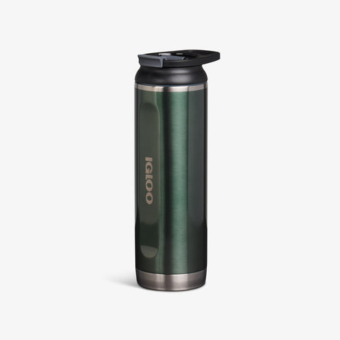 Angle View | 20 Oz Flip ‘n’ Sip Tumbler::Spruce::No-look-sip indicator