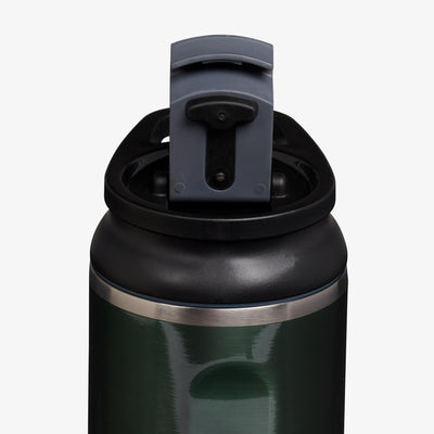 Lid Open View | 20 Oz Flip ‘n’ Sip Tumbler::Gloss Spruce::Leakproof Flip ‘n’ Sip lid
