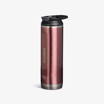 Angle View | 20 Oz Flip ‘n’ Sip Tumbler::Gloss Flamingo::No-look-sip indicator