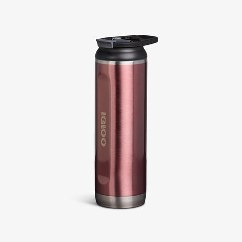 Angle View | 20 Oz Flip ‘n’ Sip Tumbler::Flamingo::No-look-sip indicator