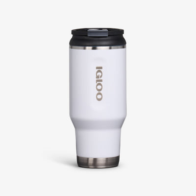 Front View | 32 Oz Flip ‘n’ Sip Tumbler::White::Fits in standard cup holders