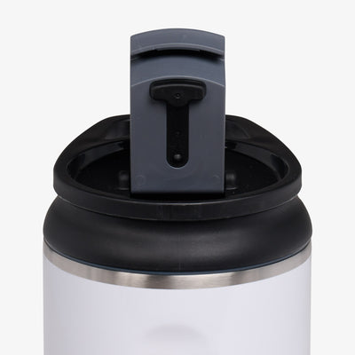 Open Lid View | 32 Oz Flip ‘n’ Sip Tumbler::White::Leakproof Flip ‘n’ Sip lid