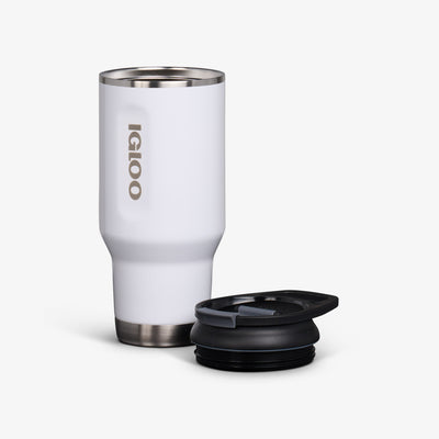 Lid Off View | 32 Oz Flip ‘n’ Sip Tumbler::White::Double-wall, vacuum-insulated