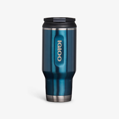 Front View | 32 Oz Flip ‘n’ Sip Tumbler::Modern Blue::Fits in standard cup holders