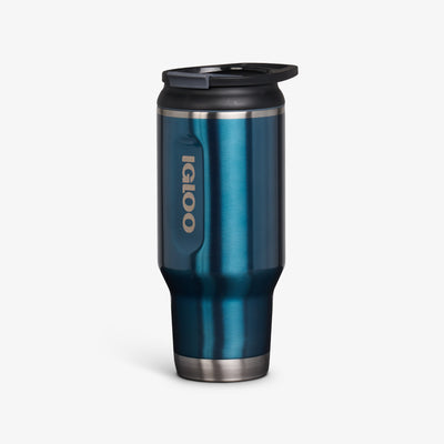 Angle View | 32 Oz Flip ‘n’ Sip Tumbler::Modern Blue::No-look-sip indicator