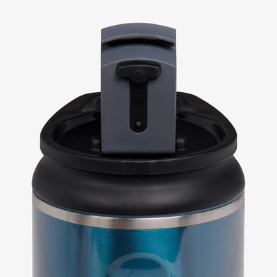 Lid Open View | 32 Oz Flip ‘n’ Sip Tumbler::Modern Blue::Leakproof Flip ‘n’ Sip lid