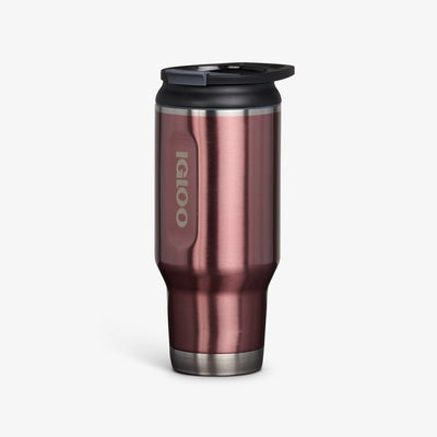 Angle View | 32 Oz Flip ‘n’ Sip Tumbler::Flamingo::No-look-sip indicator