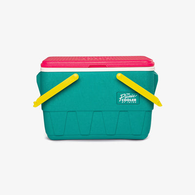 Handles Down View | Retro Limited Edition Picnic Basket 25 Qt Cooler::Jade::THERMECOOL™ Insulation