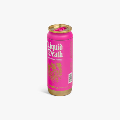 Angle View | Liquid Death 16 Oz Slaughter Bottle::Pink::Durable stainless steel