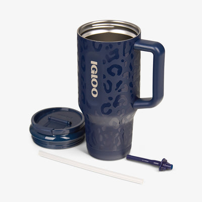 Open View | NFL 32 Oz Leopard Flip ‘n’ Sip Travel Mug::Cowboys::Double-wall, vacuum-insulated 