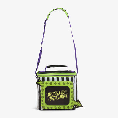 Strap View | Beetlejuice Beetlejuice™ Square Lunch Cooler Bag::::Adjustable, padded shoulder strap