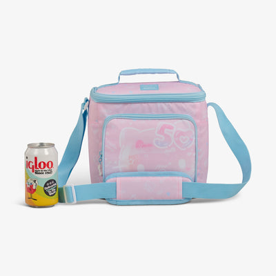 Size View | Hello Kitty® 50th Anniversary Square Lunch Cooler Bag::::Holds up to 9 cans