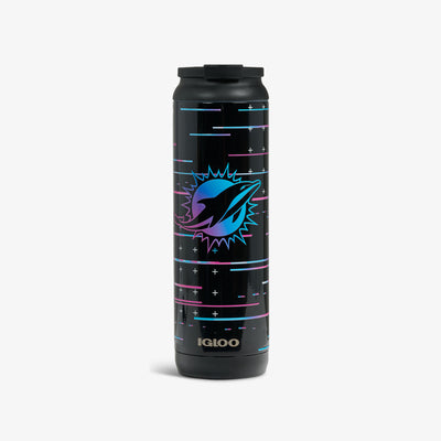 Front View | NFL Neon Miami Dolphins 20 Oz Flip ‘n’ Sip Tumbler::::Limited-edition NFL Neon design