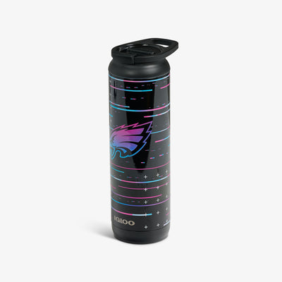 Angle View | NFL Neon Philadelphia Eagles 20 Oz Flip ‘n’ Sip Tumbler::::Double-wall, vacuum-insulated