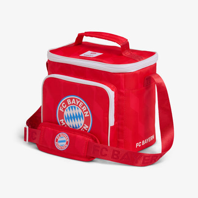 Angle View | FC Bayern München Square Lunch Cooler Bag::::Contrast zippers 