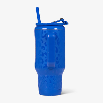 Profile View | NFL 32 Oz Leopard Flip ‘n’ Sip Travel Mug::Bills::Side handle 