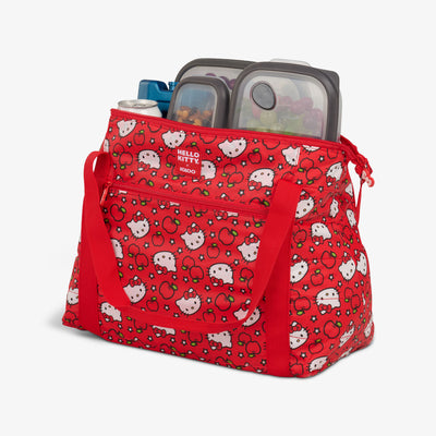 Open View | Hello Kitty® Red Apples Packable Puffer 20-Can Cooler Bag::::Insulated liner  