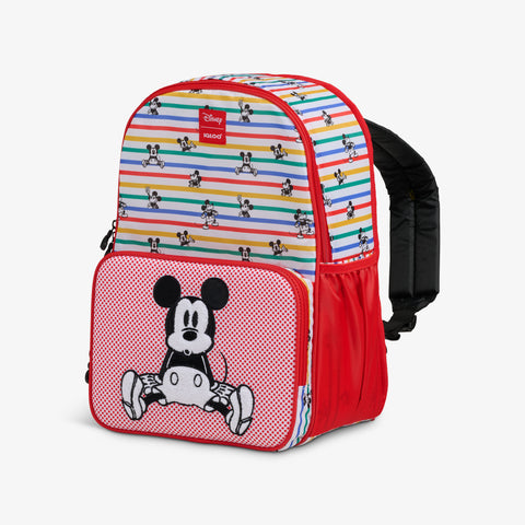 Angle View | Disney Mickey Mouse Stripe 24-Can Backpack::::Classic character screenprints 