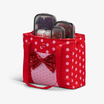 Open View | Disney Minnie Mouse Polka Dots Dual Compartment Tote Cooler Bag::::Two compartments 