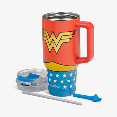 Parts View | DC Super Heroes Wonder Woman™ 32 Oz Travel Mug::::Double-wall, vacuum-insulated 