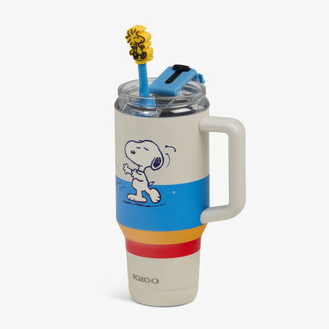 Angle View | Snoopy Disco Party 32 Oz Travel Mug::::Matte 3D character print 