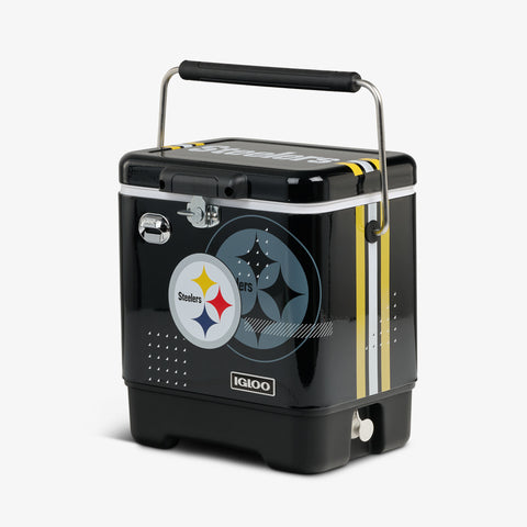 Angle View | NFL  Legacy 20 Qt Cooler::Steelers::Secure & easy to carry 