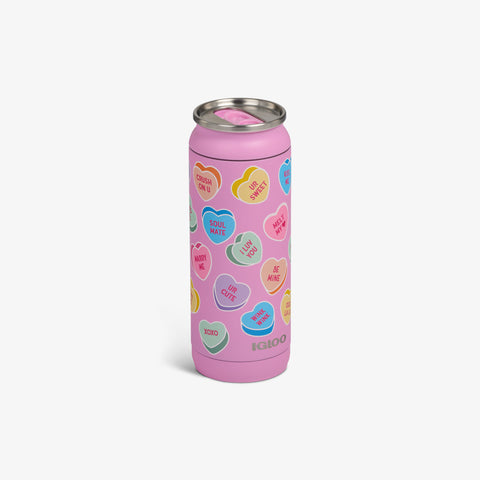 Angle View | Sweethearts® Candies 16 Oz Can::::Sliding mouth-opening tab 