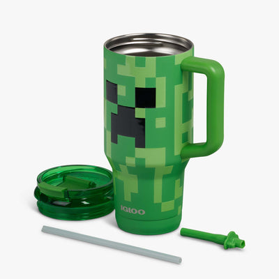 Parts View | Minecraft Creeper 32 Oz Travel Mug::::Double-wall, vacuum-insulated