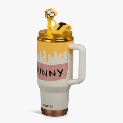 Angle View | Disney Winnie the Pooh Hunny Pot 32 Oz Travel Mug::::Fits most cup holders
