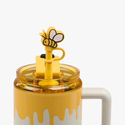 Straw View | Disney Winnie the Pooh Hunny Pot 32 Oz Travel Mug::::Leak-resistant straw w/bee topper