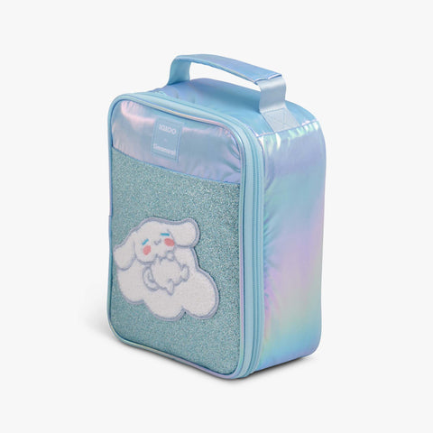 Angle View | Cinnamoroll™ Slim Lunch Cooler Bag::::Glittery front pocket 