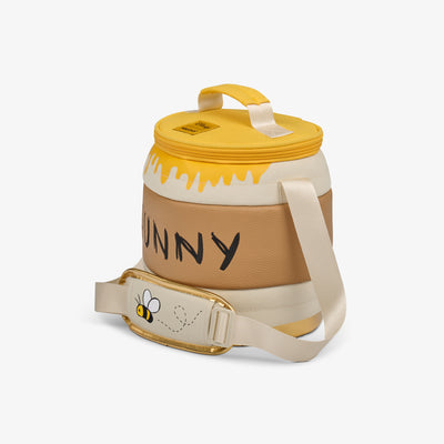 Angle View | Disney Winnie the Pooh Hunny Pot Cooler Bag::::Bronze faux-leather details