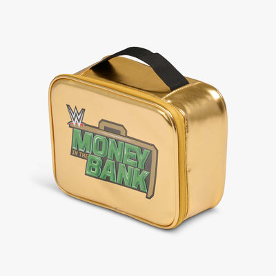 Angle View | WWE Money In the Bank Cooler Bag::::Metallic gold exterior 