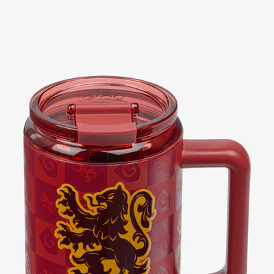 Lid Closed View | HARRY POTTER HOGWARTS™ House 32 Oz Travel Mug::Gryffindor::Leakproof flip ‘n’ sip lid