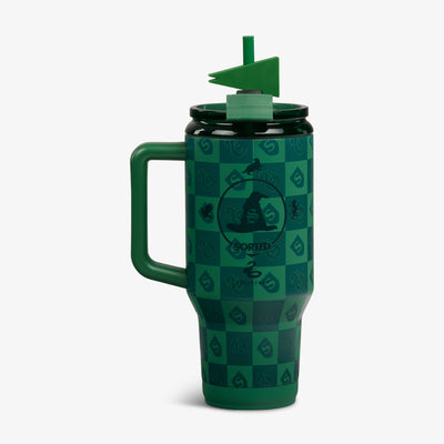 Back View | HARRY POTTER HOGWARTS™ House 32 Oz Travel Mug::Slytherin::Glossy Sorting Hat artwork