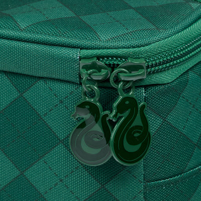 Zipper View | HARRY POTTER HOGWARTS™ House Square Lunch Cooler::Slytherin::Enamel emblem zipper pulls