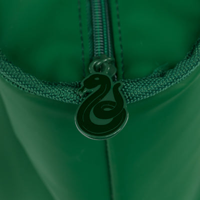 Zipper View | HARRY POTTER HOGWARTS™ House 26-Can Tote Cooler::Slytherin::Enamel emblem zipper pulls