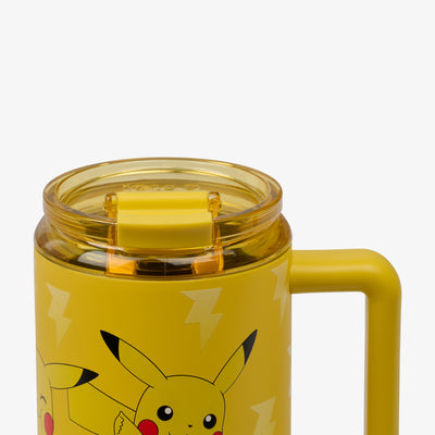 Lid Closed View | Pokémon 32 Oz Travel Mug::Pikachu::Leakproof flip ‘n’ sip lid