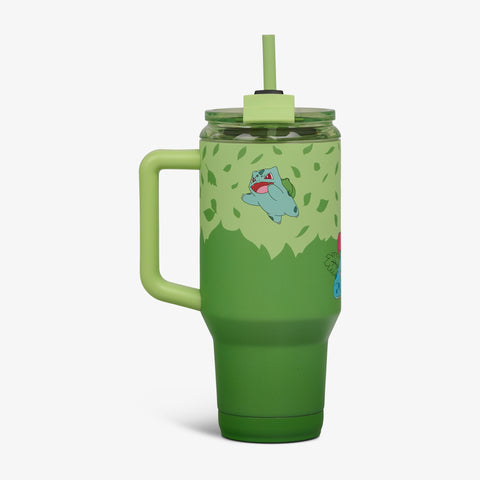 Back View | Pokémon 32 Oz Travel Mug::Bulbasaur::Fits most cup holders