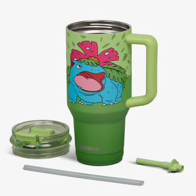 Part View | Pokémon 32 Oz Travel Mug::Bulbasaur::Double-wall, vacuum-insulated