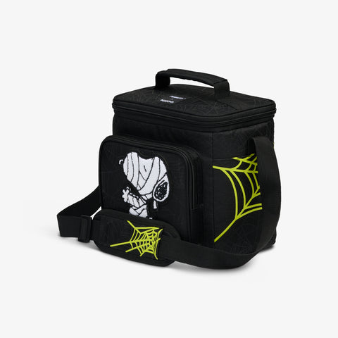 Angle View | Snoopy Mummy Square Lunch Cooler Bag::::All-over spiderweb print