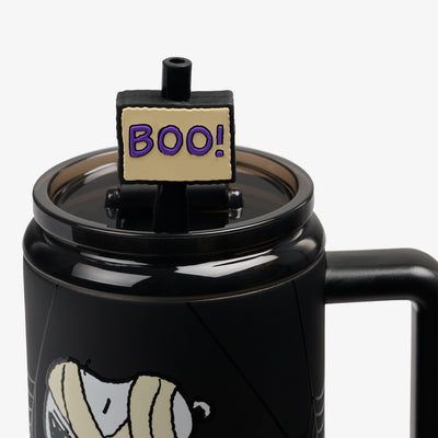 Straw View | Snoopy Mummy 32 Oz Travel Mug::::Leak-resistant straw w/ charm