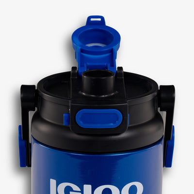 Lid View | Half-Gallon Hybrid Sports Jug::Blue::Push-button auto-chugger spout 