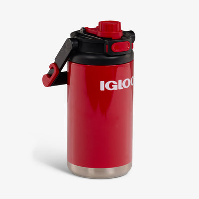 Angle View | Half-Gallon Hybrid Sports Jug::Red::Built-in coaster