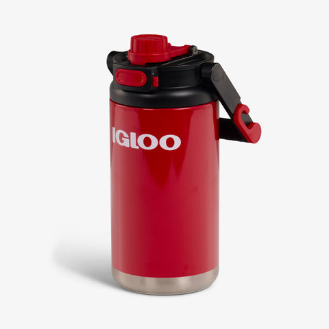 Angle View | Half-Gallon Hybrid Sports Jug::Red::Leakproof lid