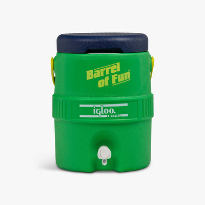 Front View | Retro Barrel of Fun 2 Gallon Jug::Whistle Green::