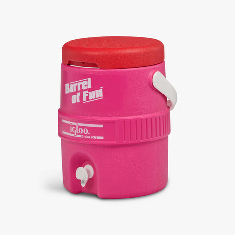 Angle View | Retro Barrel of Fun 2 Gallon Jug::Tutti Frutti::