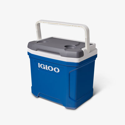 Angle View | Latitude 16 Qt Cooler::Blue::Cup holders 