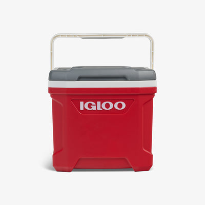 Front View | Latitude 16 Qt Cooler::Red::Sturdy bail handle 